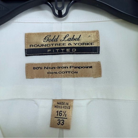 Roundtree & Yorke Gold Label Butter Yellow Fitted Dress Shirt - Picture 3 of 5